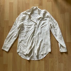 Equipment white silk long sleeve shirt